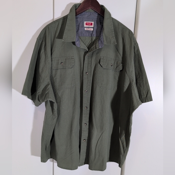 Wrangler - Shirt Green-Military Look- 3XLarge Short Sleeve - Cotton Spandex - Picture 1 of 7